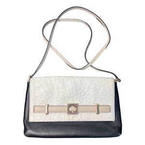 Kate Spade Houston Street Exotic Loula Leather Crossbody Bag Black White Tan